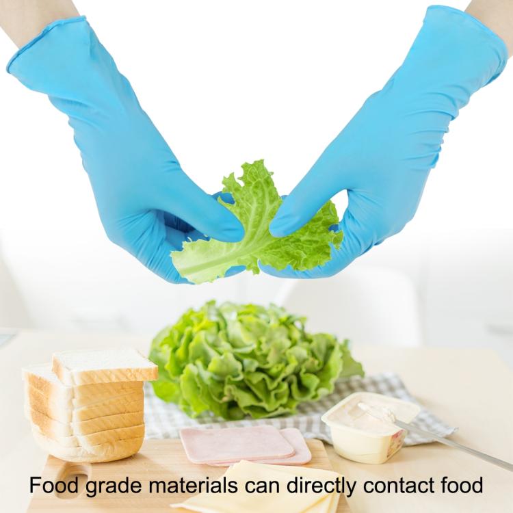 100pcs Blue Disposable Butyronitrile Gloves Housework Supplies, Size: L, Suitable for Palm Width: 9cm-10cm, New / Old Packing Box Random Delivery, Size: L