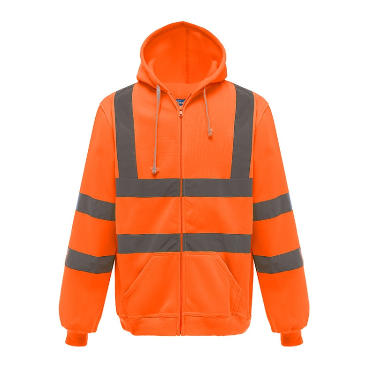 Reflective Hooded Zipper Sweatshirt Outdoor Sports Fleece Reflective Clothing, S, M, L, XL, XXL