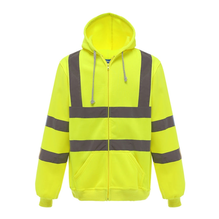 Reflective Hooded Zipper Sweatshirt Outdoor Sports Fleece Reflective Clothing, S, M, L, XL, XXL