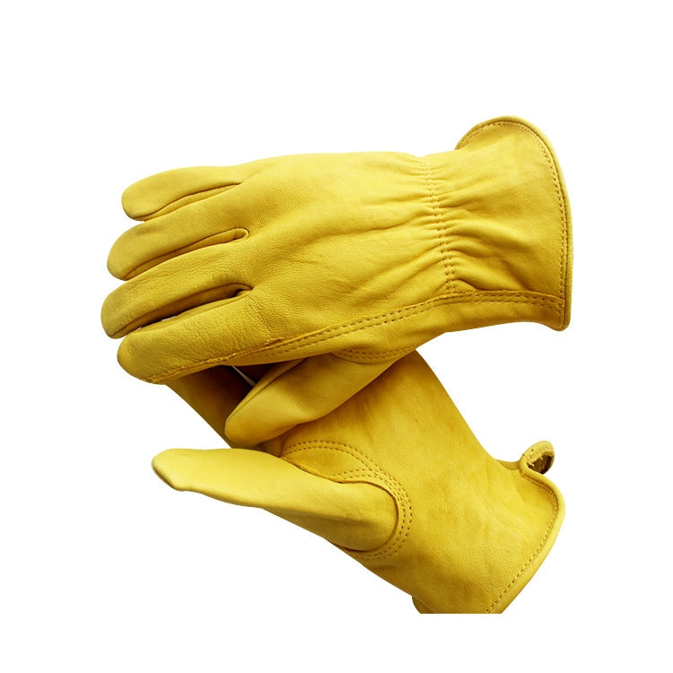 1 Pair JJ-5002 Outdoor Riding Gardening Genuine Leather Safety Gloves, Size:, S, M, L, XL