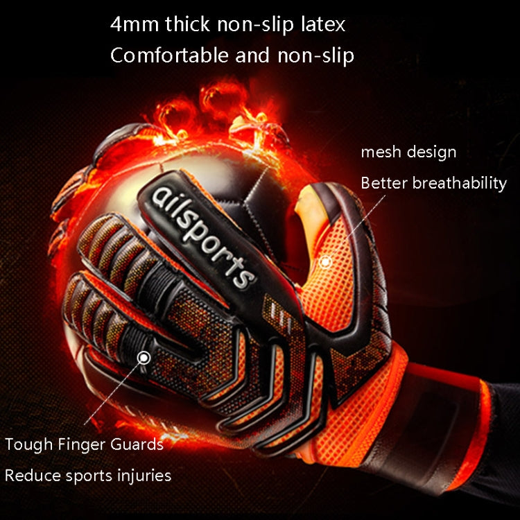 Ailsports ST5511 1 Pair Goalkeeper Thicken Latex Fingers Protection Gloves, 5, 6, 7, 8, 9, 10, 11