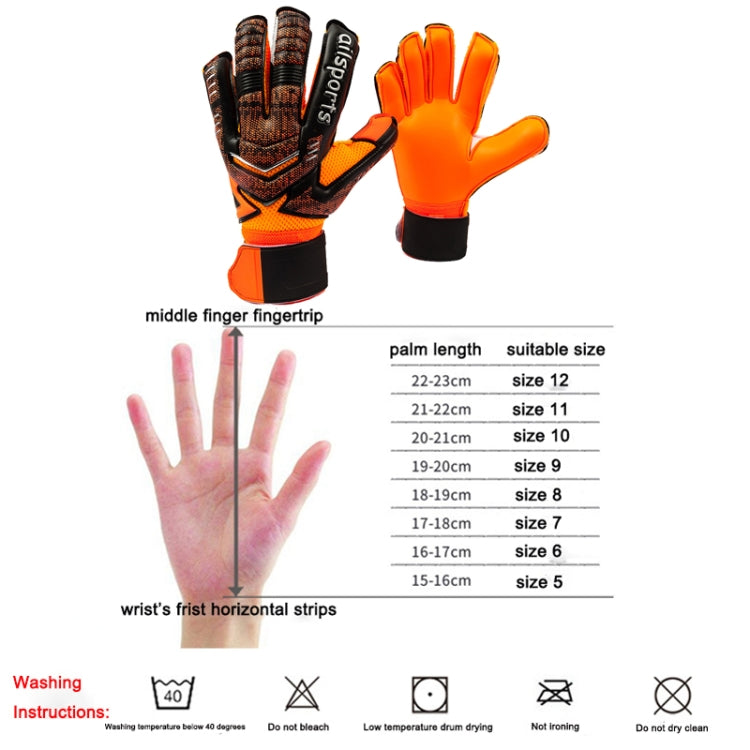 Ailsports ST5511 1 Pair Goalkeeper Thicken Latex Fingers Protection Gloves, 5, 6, 7, 8, 9, 10, 11
