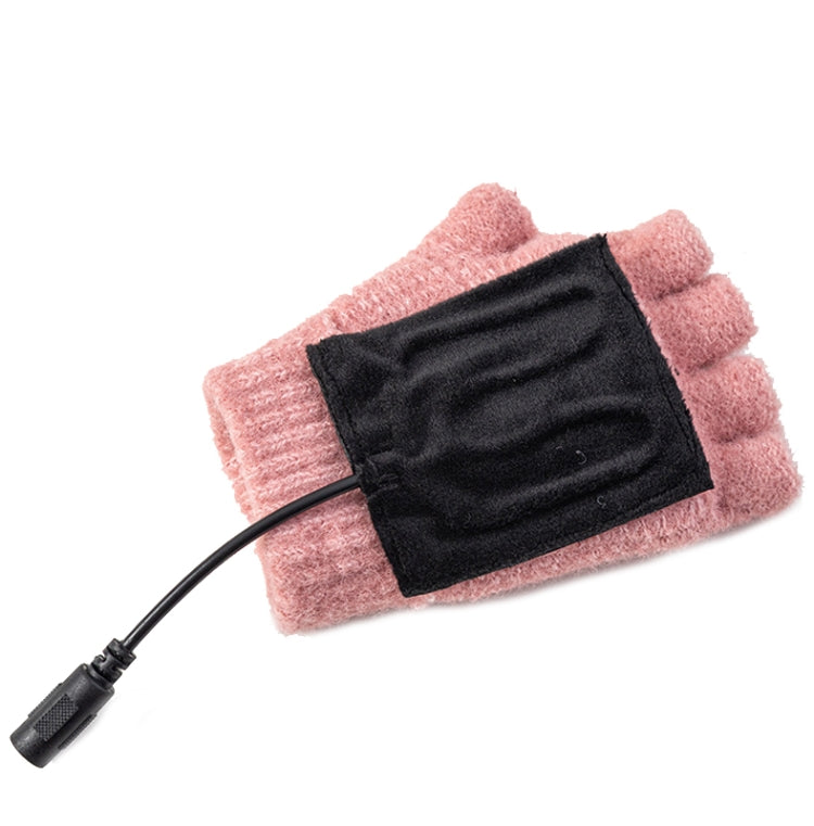 Winter Office USB Heating Warm Half Finger with Cover Gloves Heated Pad, Free Size