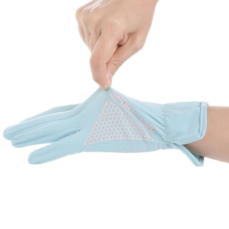 1pair Driving Sunscreen Anti-ultraviolet Thin Summer Ice Silk Dew Finger Non-slip Riding Gloves