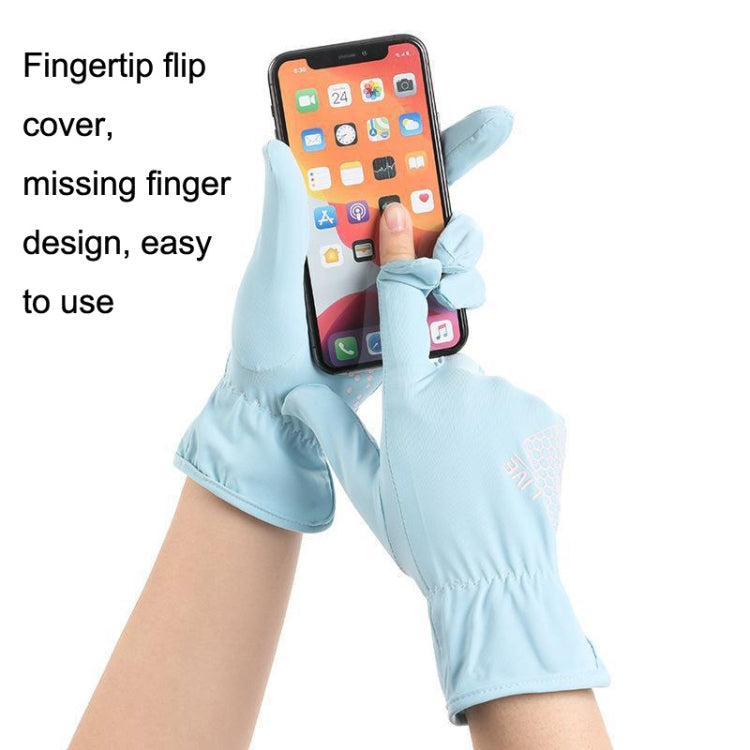 1pair Driving Sunscreen Anti-ultraviolet Thin Summer Ice Silk Dew Finger Non-slip Riding Gloves