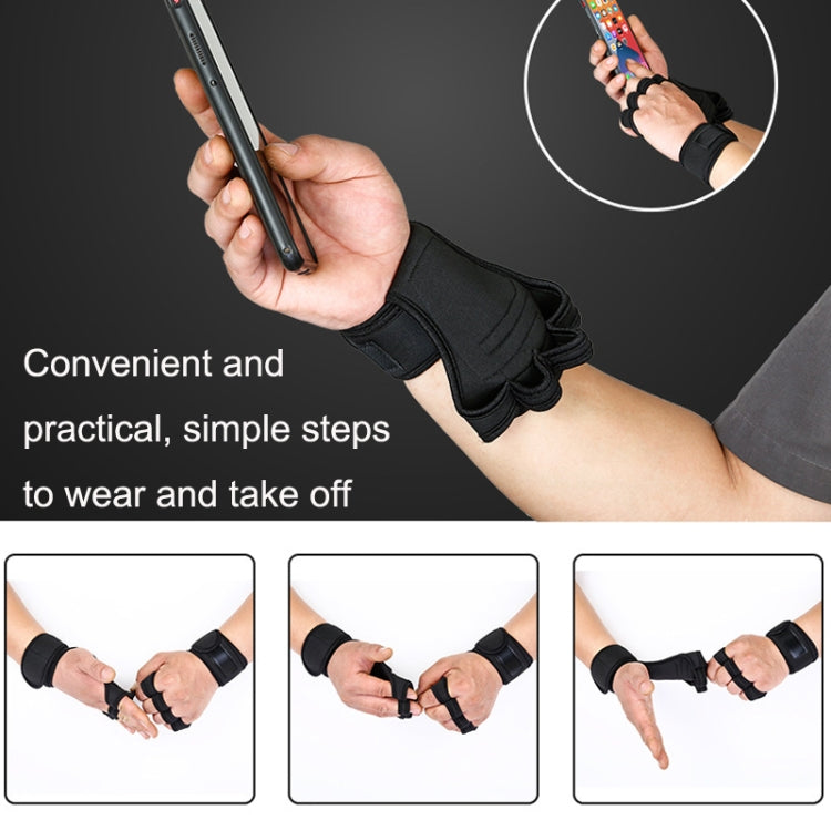 Weightlifting Dumbbell Horizontal Bar Anti-cocoon Anti-slip Wrist Fitness Four-finger Gloves, M, L, XL