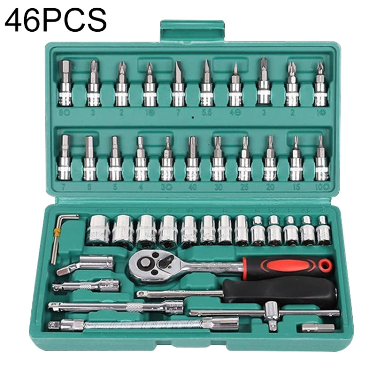 46 In 1 Multi-function Car Repair Combination Toolbox Ratchet Wrench Set (Red)