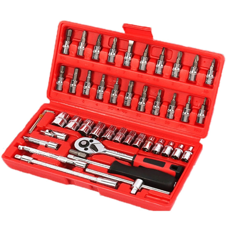 46 In 1 Multi-function Car Repair Combination Toolbox Ratchet Wrench Set (Red), 46 In 1(Red), 46 In 1(Black)