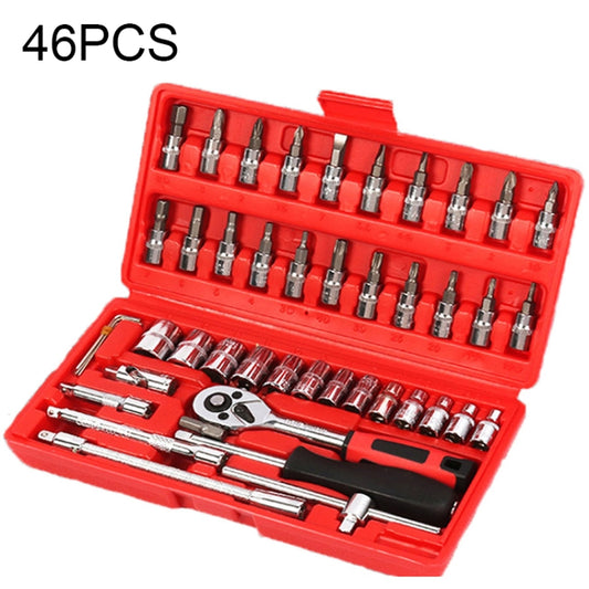 46 In 1 Multi-function Car Repair Combination Toolbox Ratchet Wrench Set (Red), 46 In 1(Red), 46 In 1(Black)
