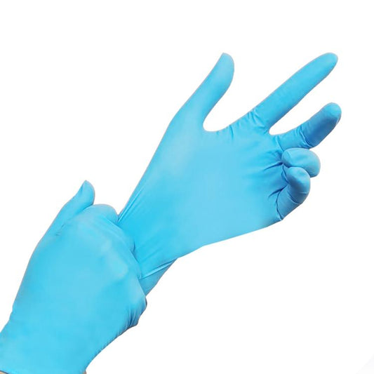100pcs Blue Disposable Butyronitrile Gloves Housework Supplies, Size: L, Suitable for Palm Width: 9cm-10cm, New / Old Packing Box Random Delivery, Size: L
