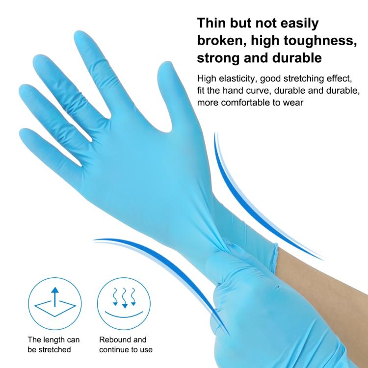 100pcs Blue Disposable Butyronitrile Gloves Housework Supplies, Size: L, Suitable for Palm Width: 9cm-10cm, New / Old Packing Box Random Delivery, Size: L