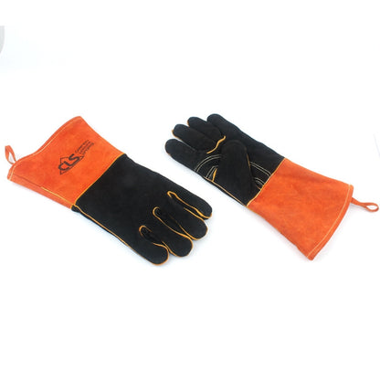 Outdoor BBQ Leather Men and Women Models High Temperature Insulation Thickening Long Welding Protective Gloves, CLS-BBQ