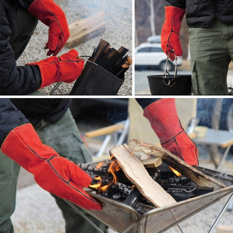 Outdoor BBQ Leather Men and Women Models High Temperature Insulation Thickening Long Welding Protective Gloves, CLS-BBQ