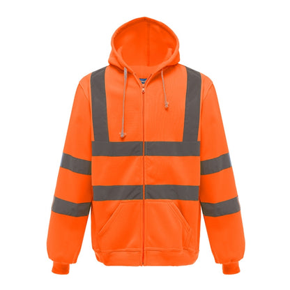 Reflective Hooded Zipper Sweatshirt Outdoor Sports Fleece Reflective Clothing, S, M, L, XL, XXL