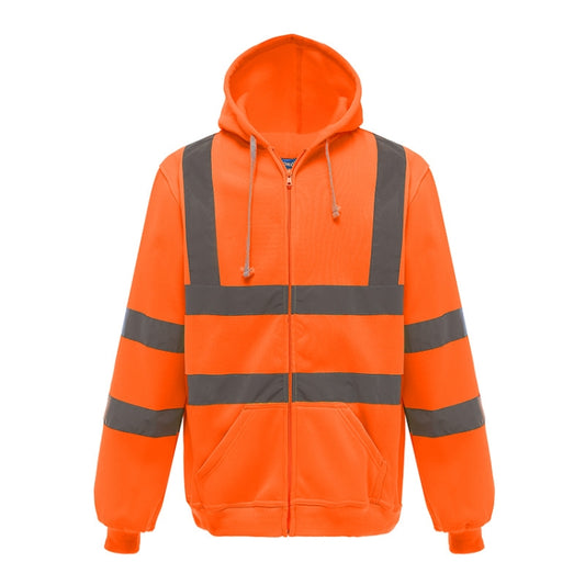 Reflective Hooded Zipper Sweatshirt Outdoor Sports Fleece Reflective Clothing, S, M, L, XL, XXL