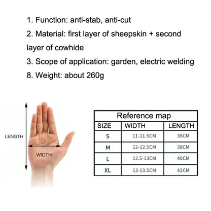 1 Pair Floral Garden Cut-Resistant Leather Gloves, Size: