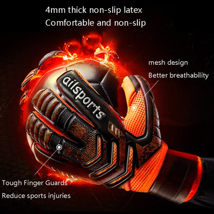 Ailsports ST5511 1 Pair Goalkeeper Thicken Latex Fingers Protection Gloves, 5, 6, 7, 8, 9, 10, 11