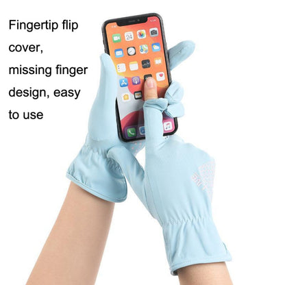 1pair Driving Sunscreen Anti-ultraviolet Thin Summer Ice Silk Dew Finger Non-slip Riding Gloves