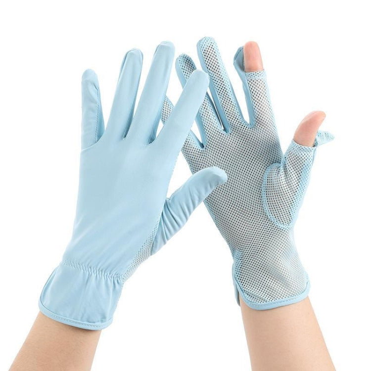 1pair Summer Sunscreen Breathable Thin Anti-ultraviolet Finger Fishing Ice Silk Gloves