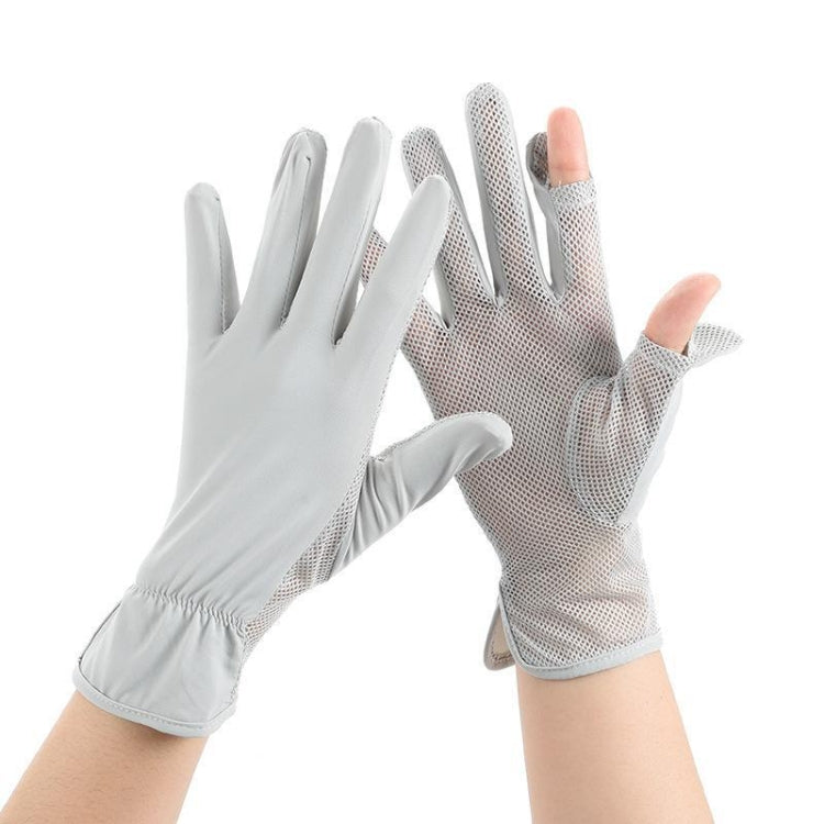 1pair Summer Sunscreen Breathable Thin Anti-ultraviolet Finger Fishing Ice Silk Gloves