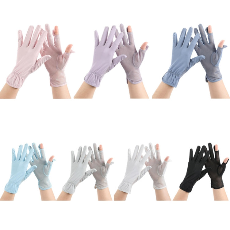 1pair Summer Sunscreen Breathable Thin Anti-ultraviolet Finger Fishing Ice Silk Gloves