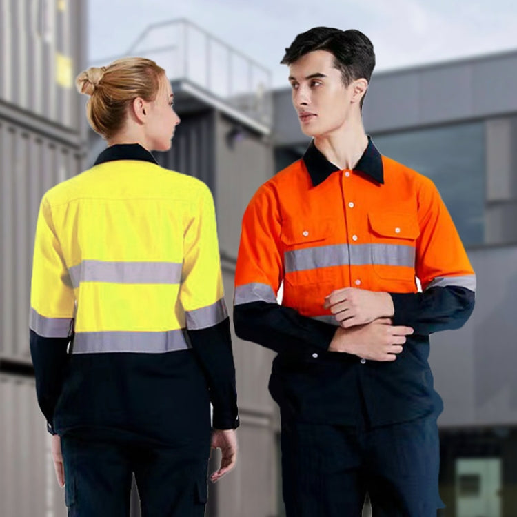 Pure Cotton Long-sleeved Reflective Clothes Overalls Work Clothes, S, M, L, XL, XXL, XXXL, XXXXL