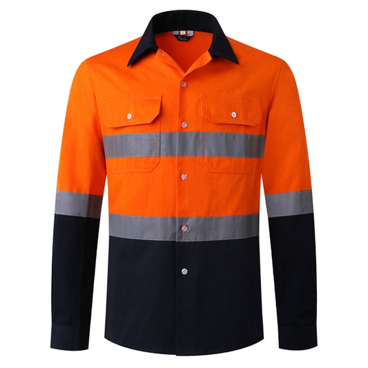 Pure Cotton Long-sleeved Reflective Clothes Overalls Work Clothes, S, M, L, XL, XXL, XXXL, XXXXL