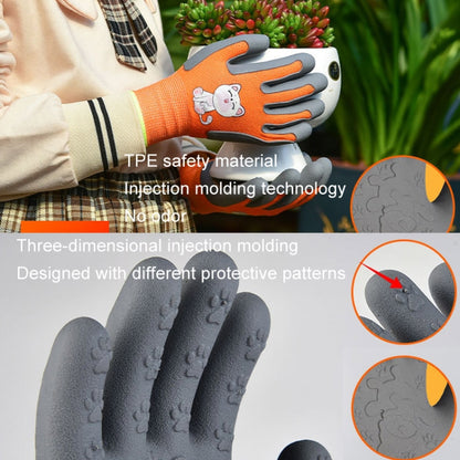 1pair TPE Children Cartoon Gloves Hamster Parrot Anti-scratch Bite Student Gardening Protective Anti-slip Wear-resistant Gloves, S Orange, S Blue, S Yellow, M Orange, M Blue, M Yellow, L Orange, L Blue, L Yellow
