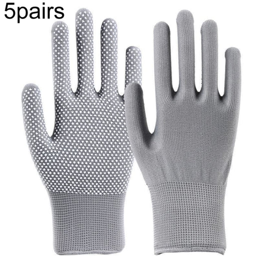 5pairs Outdoor Breathable Non-slip Particle Silicone Hiking Riding Nylon Gloves Thin Mittens