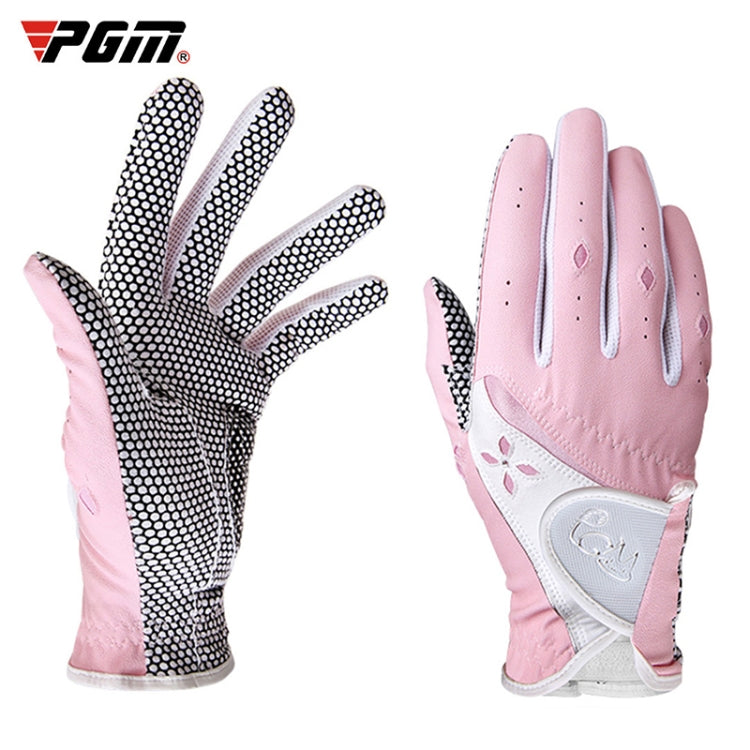 PGM One Pair Golf Non-Slip PU Leather Gloves for Women (Color:Yellow Size:21), 17, 18, 19, 20, 21