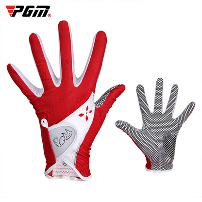 PGM One Pair Golf Non-Slip PU Leather Gloves for Women (Color:Yellow Size:21), 17, 18, 19, 20, 21